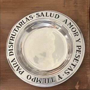 Wilton Silver Decorative Plate with Spanish Inscription